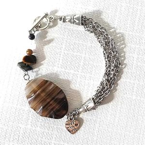 Agate & stainless steel bracelet